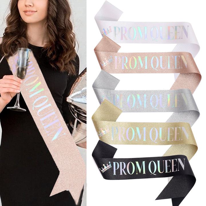 Ladies festive satin sash with holographic print Stornfield