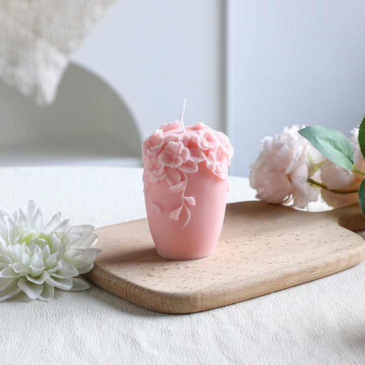 Hand-Poured Floral-Relief Cupcake Decorative Candle