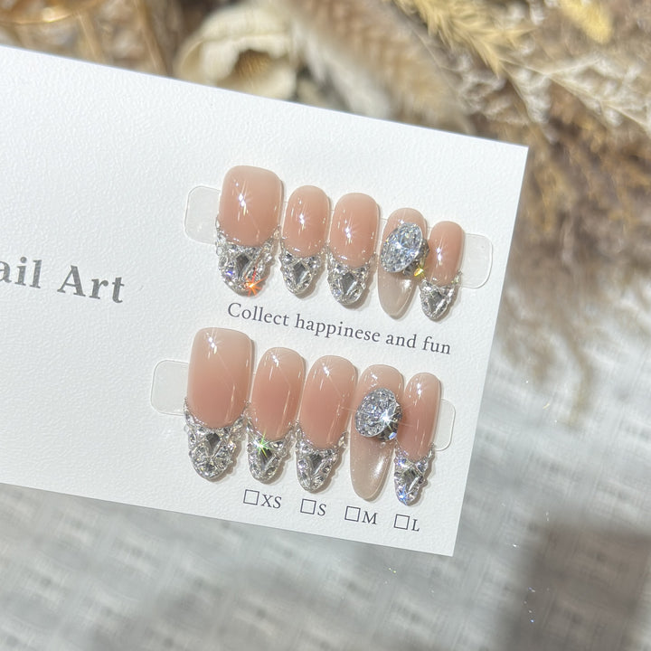 Elegant Rhinestone-Accented Press-On Nail Tips Stornfield