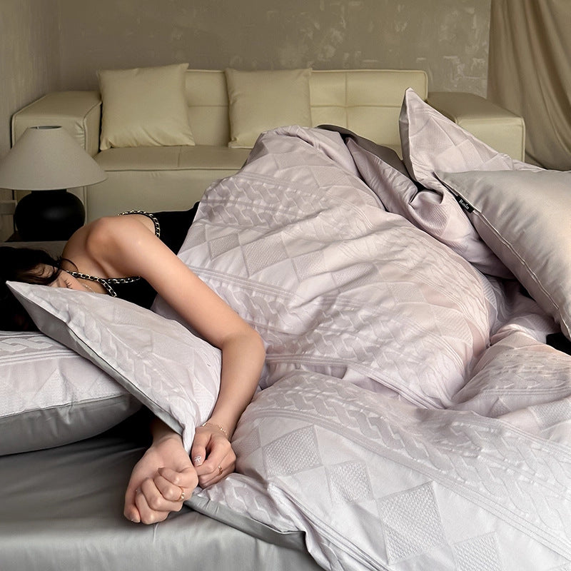 Luxurious Textured Satin Bedding Set Stornfield
