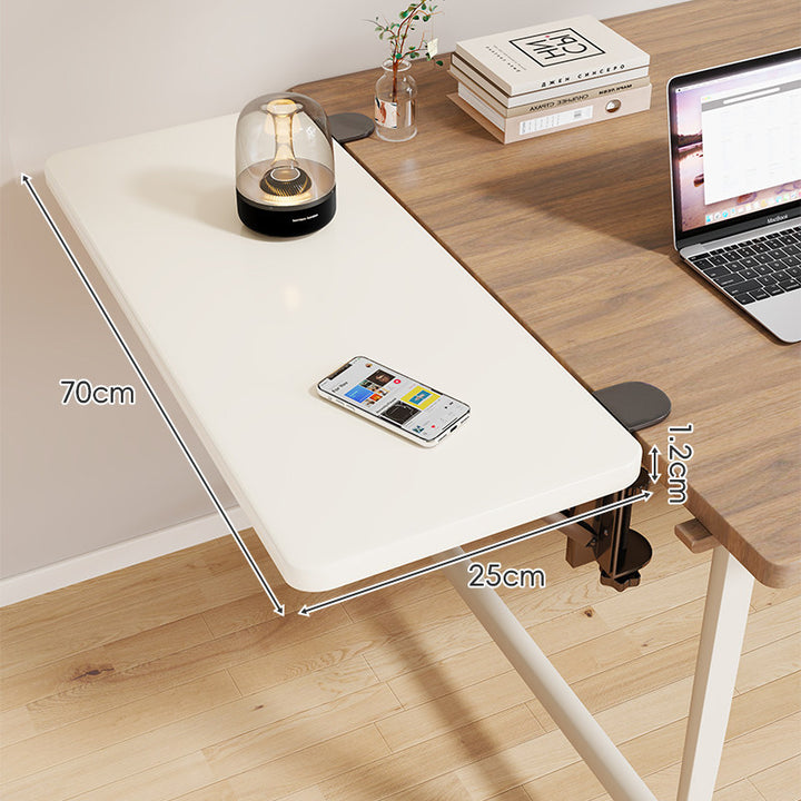 Clamp-On Adjustable Wooden Desk Side Shelf Extension with Foldable Bracket