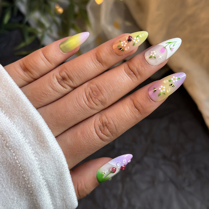 Artistic Floral-Themed Press-On Nails Stornfield