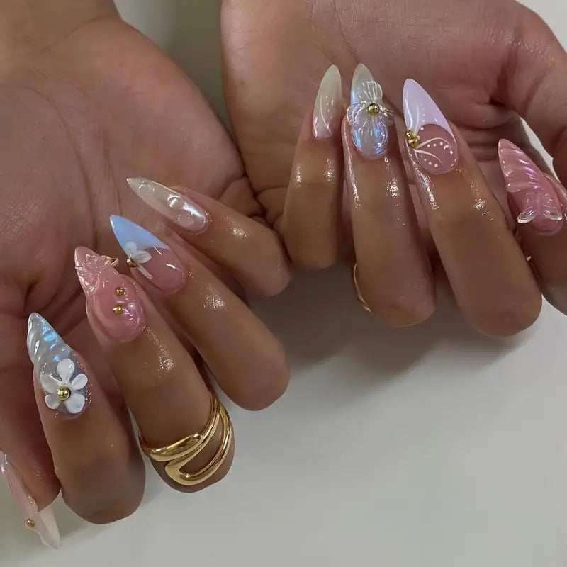 Artistic 3D Shell-Inspired Press-On Nail Art Stornfield