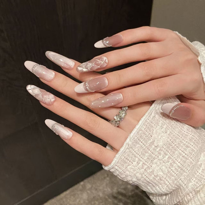 Elegant Pearled Press-On Nail Collection Stornfield