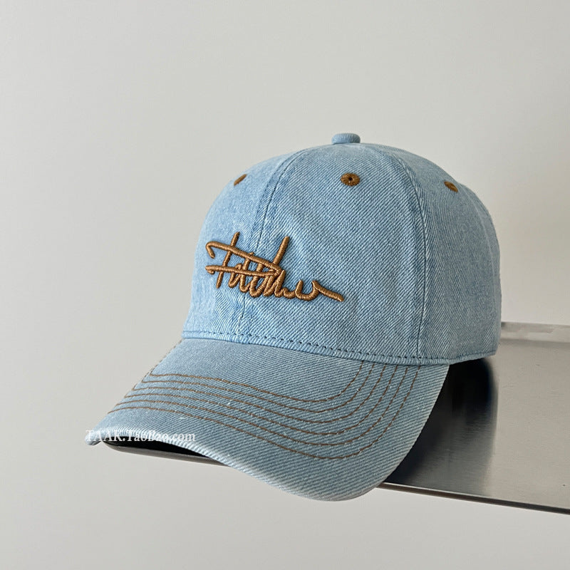 Women's Distressed Denim Embroidered Baseball Cap Stornfield