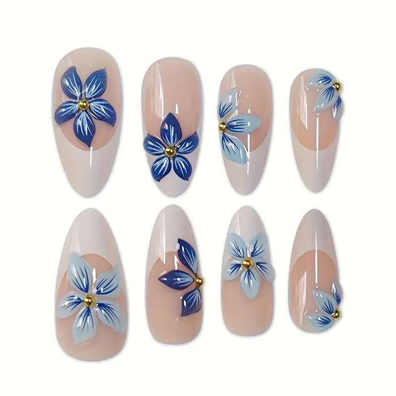 Floral Artistic Press-On Nail Extensions Stornfield