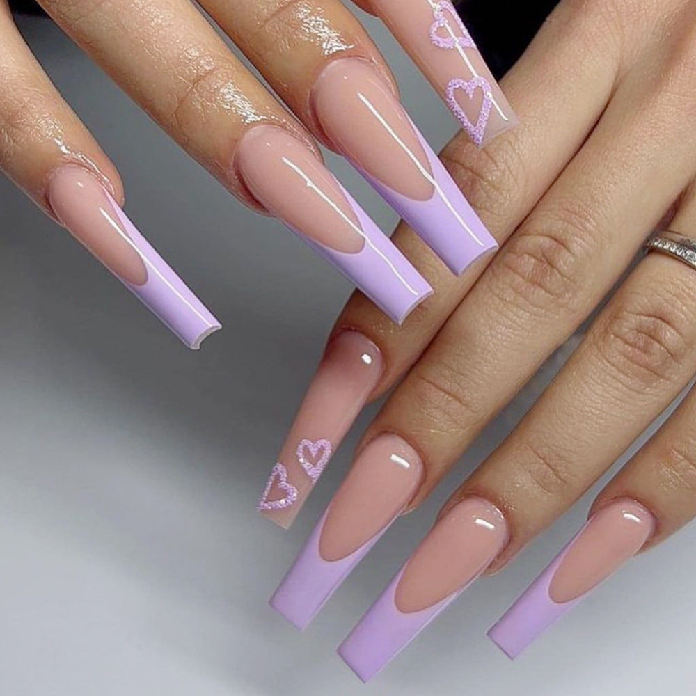 Heart-Embellished Long Acrylic Nail Art Stornfield