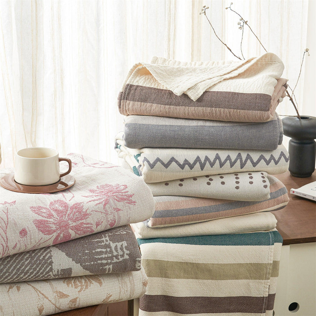Reversible Floral Jacquard Cotton Coverlet Quilt Bedspread