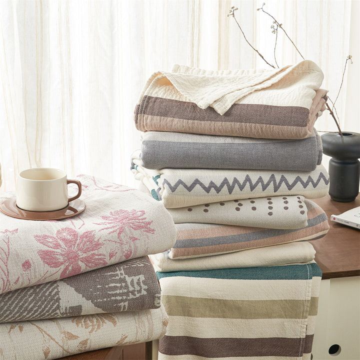 Reversible Floral Jacquard Cotton Coverlet Quilt Bedspread