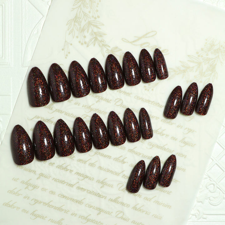 Unique Glittering Almond-Shaped Press-On Nails Stornfield