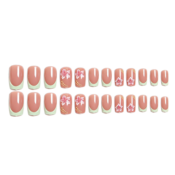 Artificial nail set with floral motifs and shiny accents Stornfield