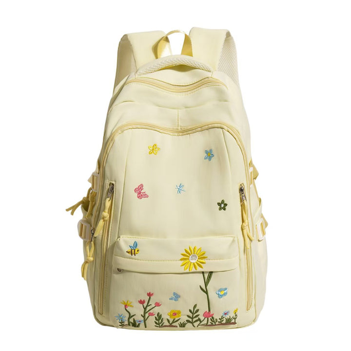 Backpack with Floral Embroidery Pattern and Practical Compartments Stornfield