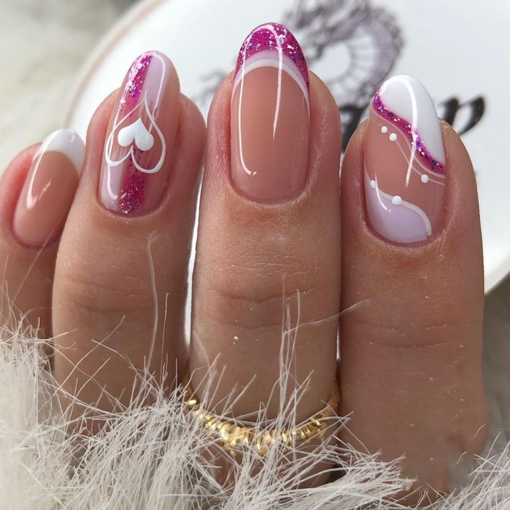 Artistic Glitter Heart Press-On Nails Stornfield