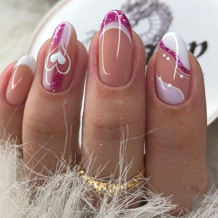 Artistic Glitter Heart Press-On Nails Stornfield