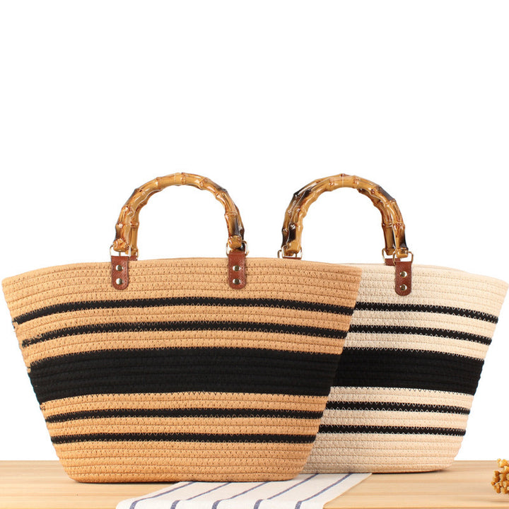 Elegant basket bag with bamboo handles Stornfield