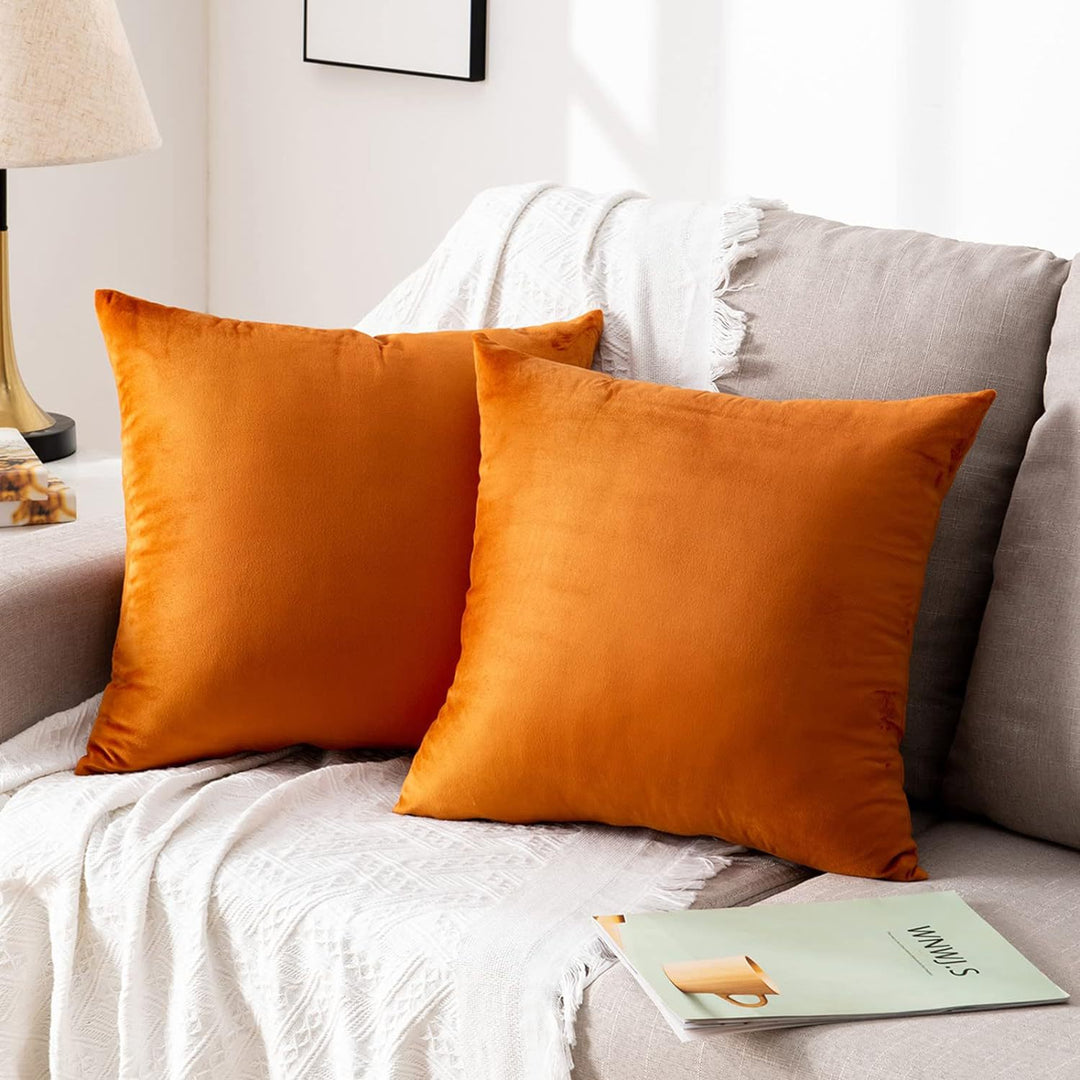 Plush Velvet Lumbar and Square Throw Pillow Covers