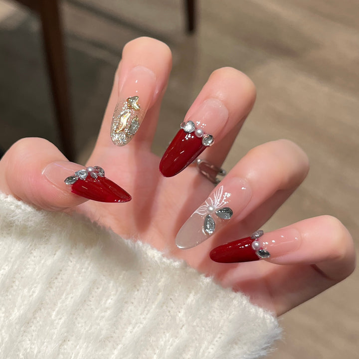 Glamorous Crystal-Studded Stiletto Press-On Nails Stornfield