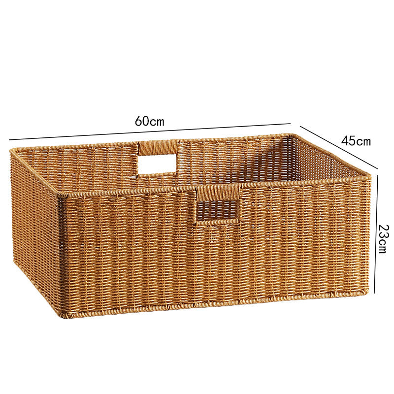 Handwoven Rectangular Storage Basket with Cut-Out Handles Stornfield