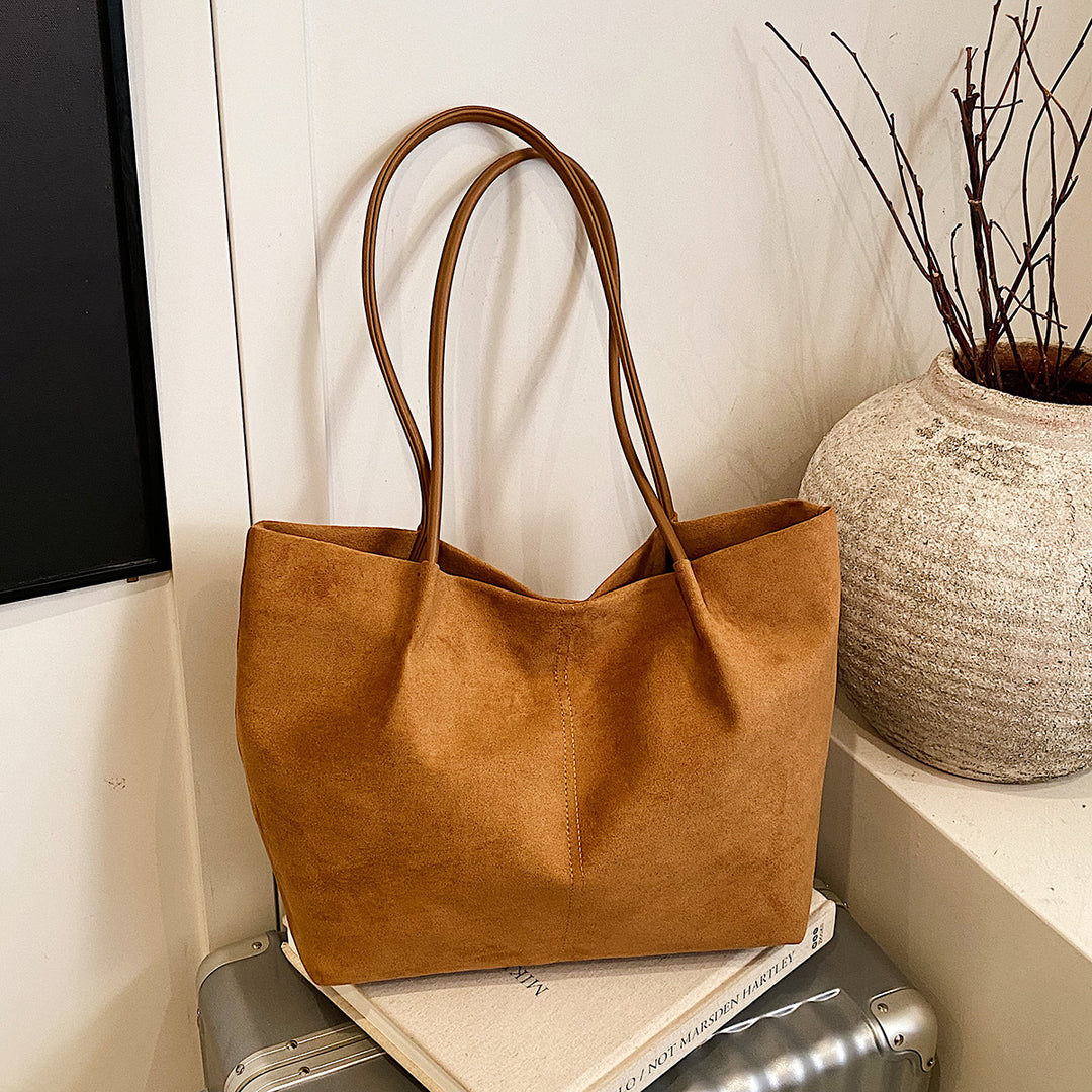 Minimalist Suede Shoulder Tote