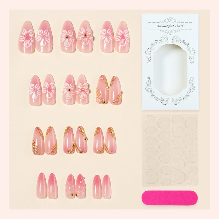 Decorative Press-On Nail Art with Floral Designs Stornfield