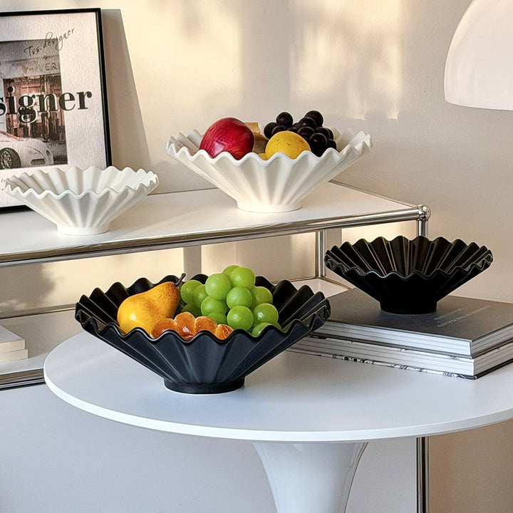Elegant Ruffled Ceramic Serving Bowl