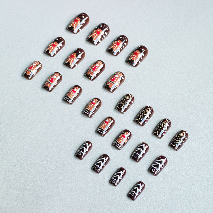 Festive Gingerbread Themed Nail Art Set