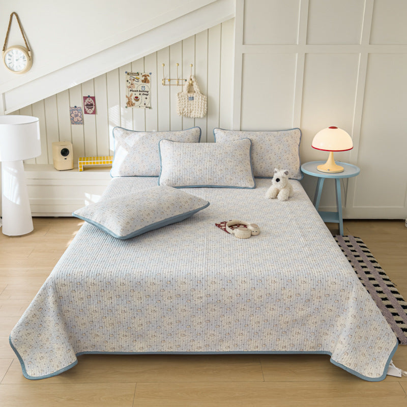 Lightweight Quilted Cotton Bedspread and Mattress Coverlet Set