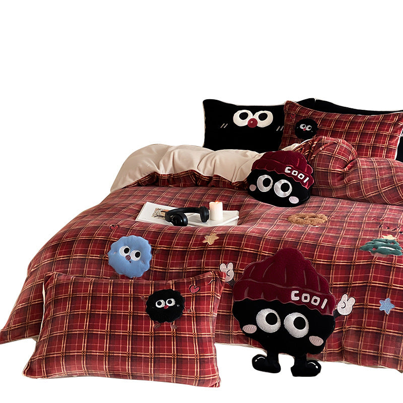 Children's Bedding Set with Embroidered Astronauts and Planets made of Soft Microfiber