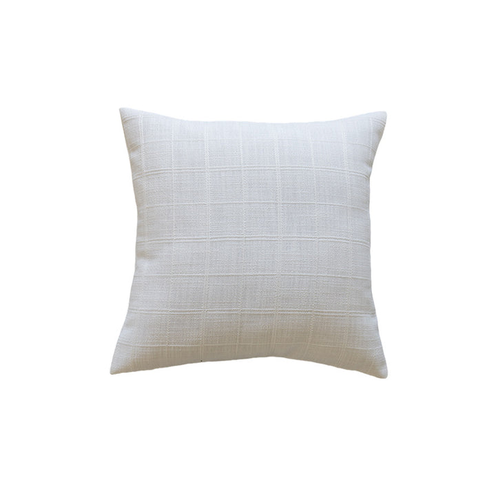 Minimalist Grid-Texture Square Accent Pillow with Hidden-Zip Removable Insert