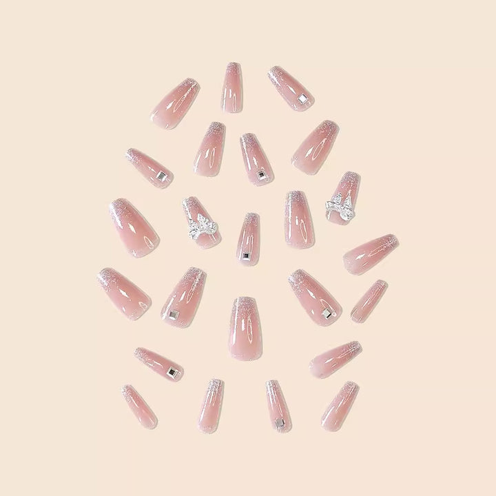 Glamorous Rhinestone-Embellished Long Nail Art Extensions