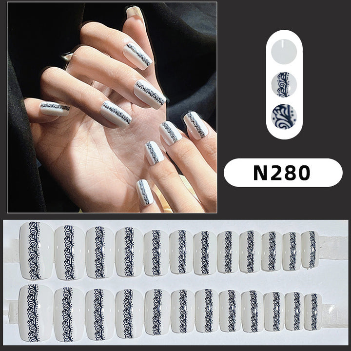 Abstract Floral Press-On Nail Set