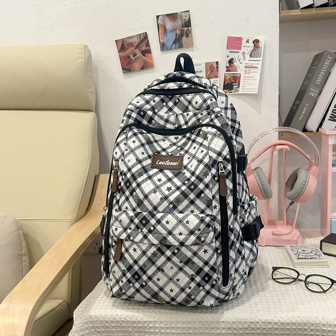 Stylish Plaid Design School Backpack Stornfield