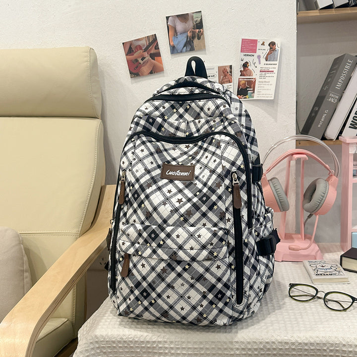 Stylish Plaid Design School Backpack Stornfield