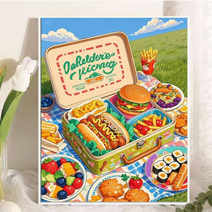 Picnic-Themed Food Illustration Wall Art Stornfield