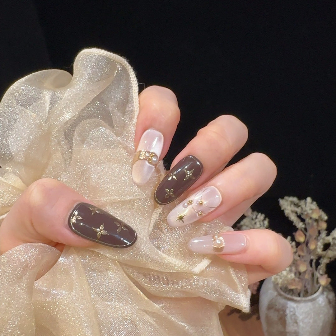 Decorative Press-On Nail Set with Star Accents Stornfield