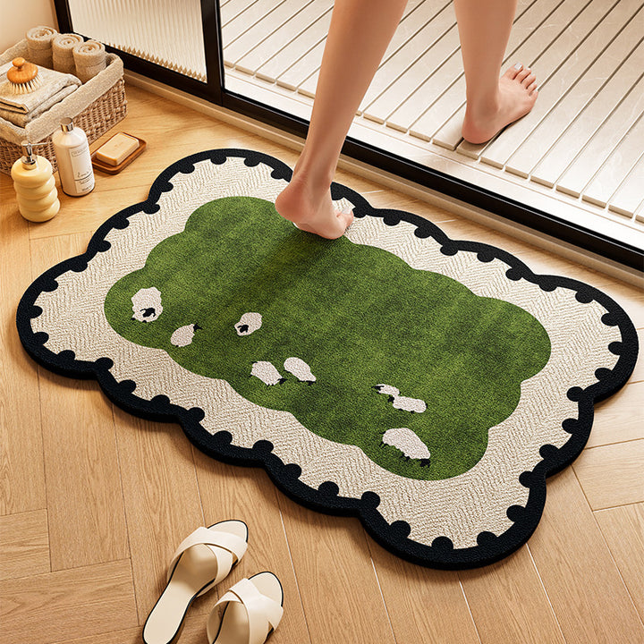 Playful Dog-Themed Bath Rug Stornfield