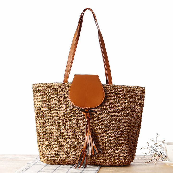Elegant basket bag with leather accents Stornfield