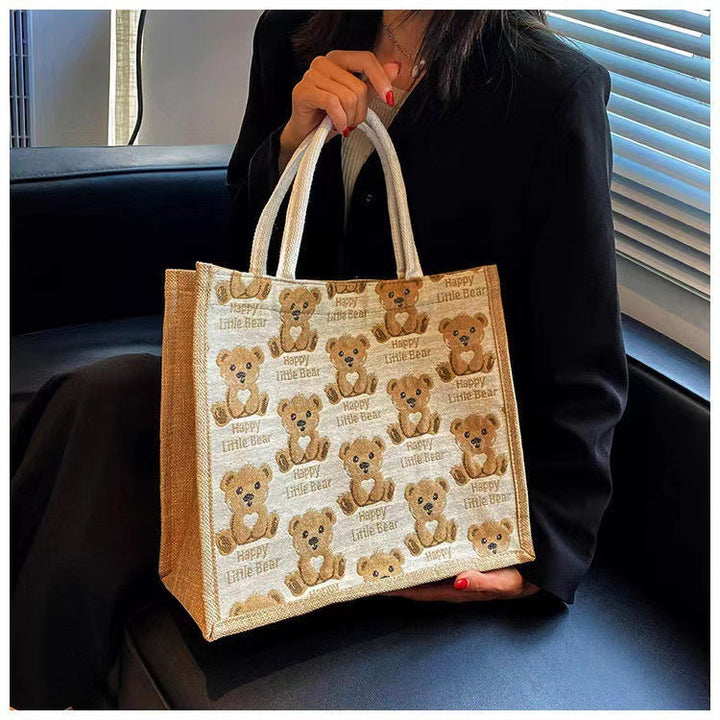 Cute Cartoon Bear Print Tote Bag