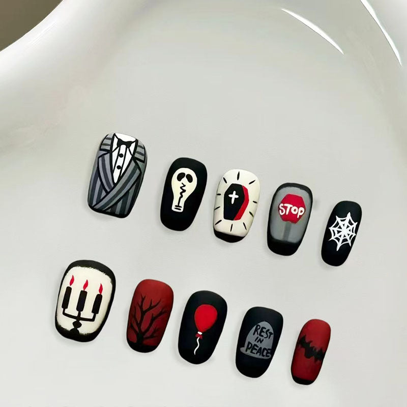 Playful Cat-Themed Press-On Nail Art Stornfield