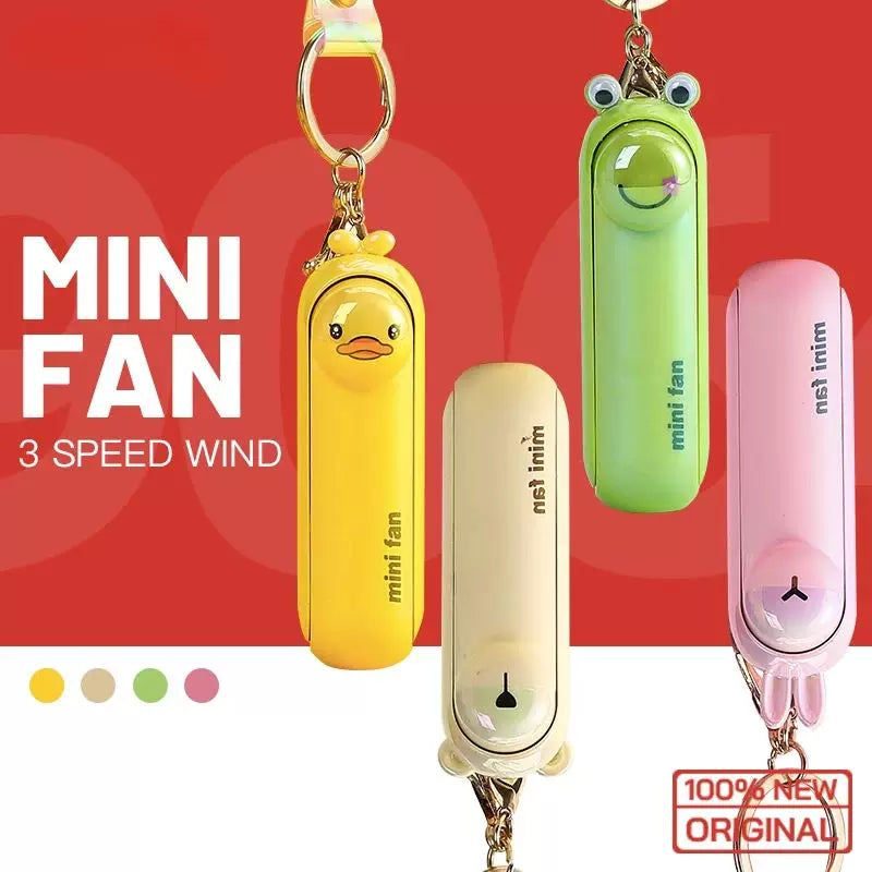 Unisex One Size Rechargeable Keychain Handheld Mini Fan with Wrist Strap and Novel Frog Charm Stornfield