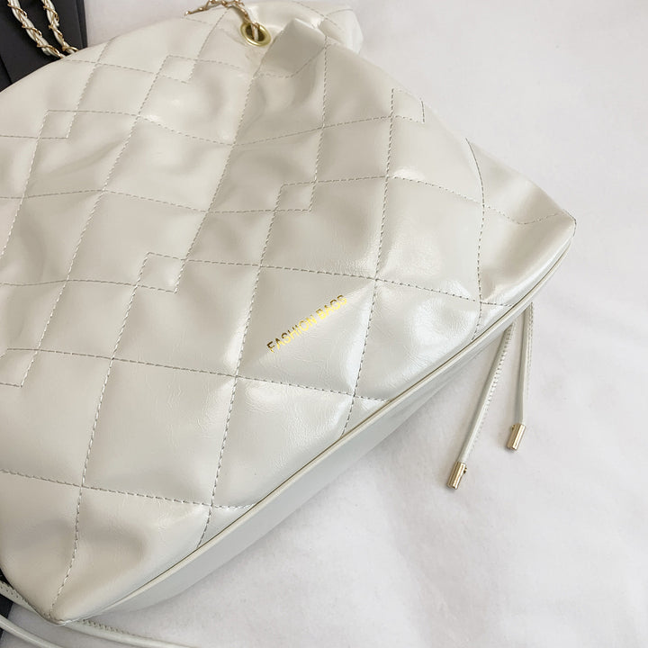 Quilted Patent Leather Slouchy Tote Bag