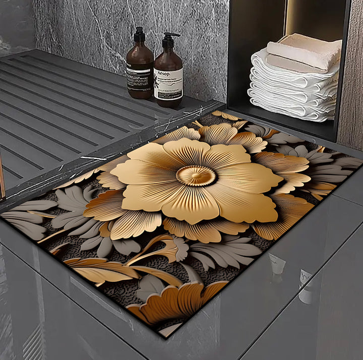 3D Floral Design Bath Mat Stornfield