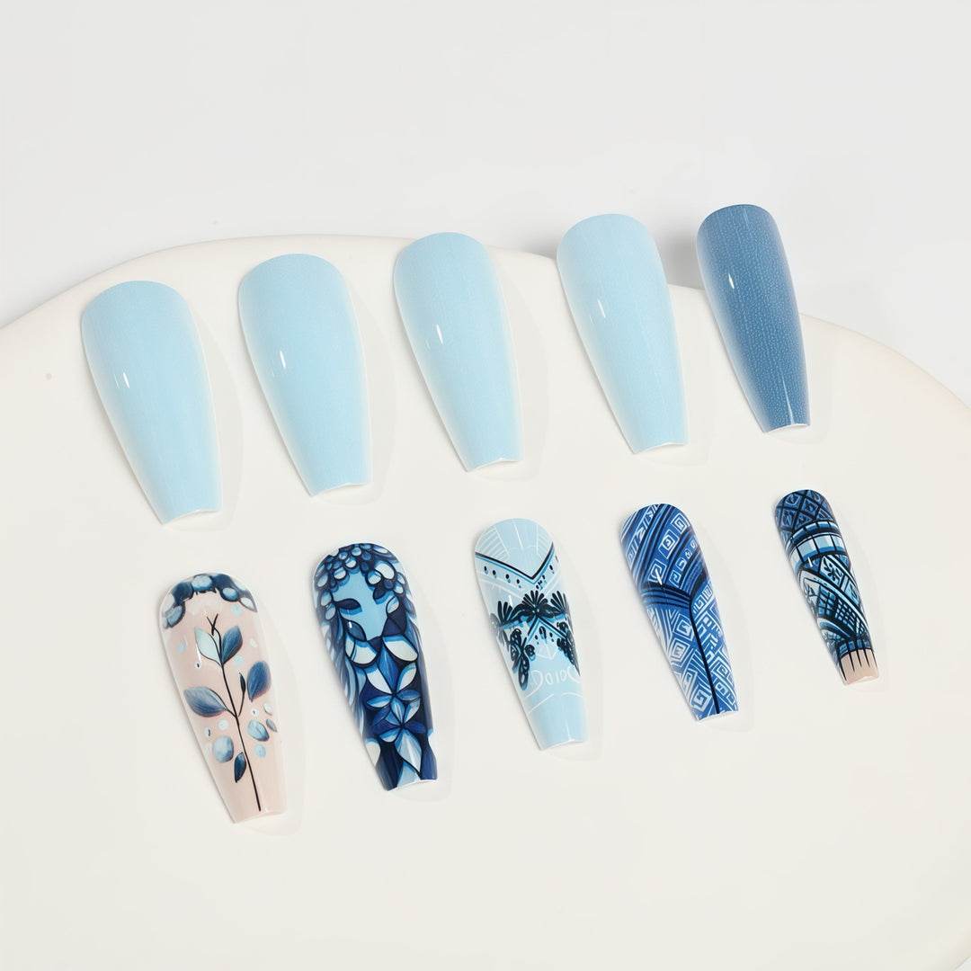 Nail art with floral and geometric design Stornfield