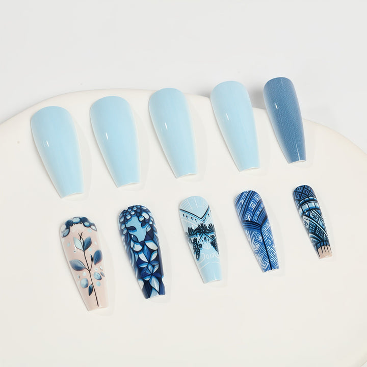 Nail art with floral and geometric design Stornfield
