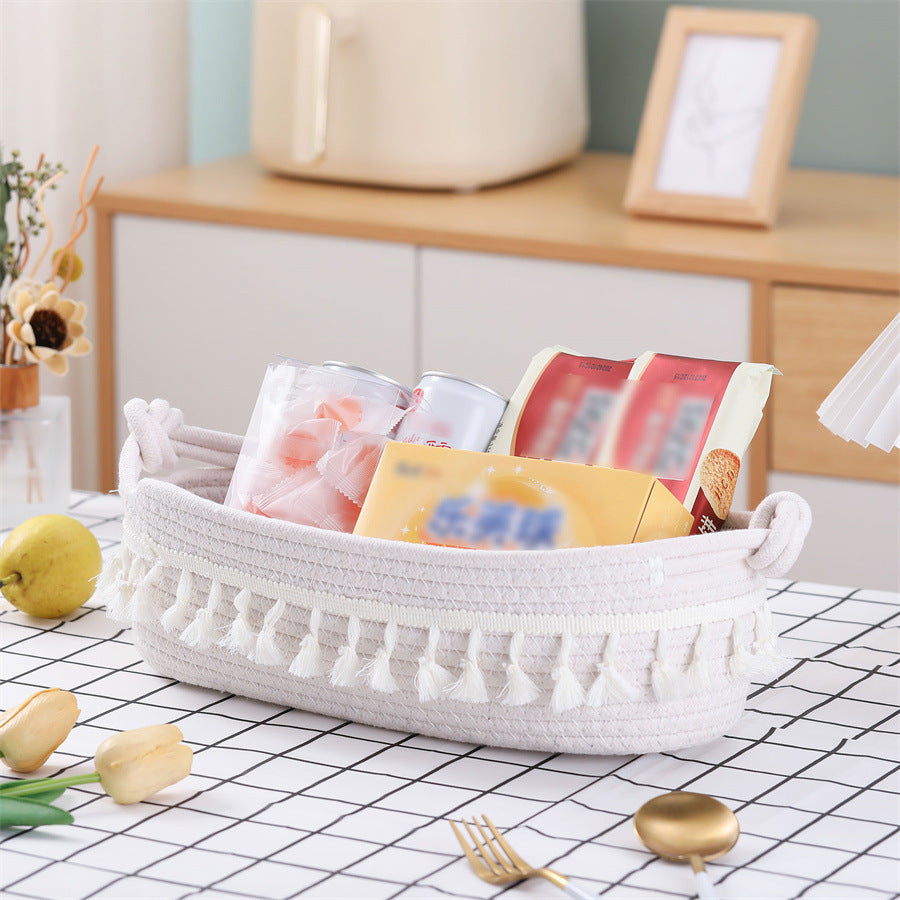 Women Decorative Storage Basket with Fringe Decoration Stornfield