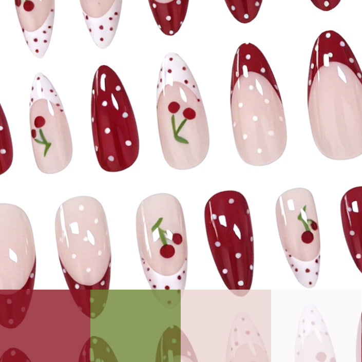 Cherry-Themed Acrylic Nail Art Enhancements Stornfield