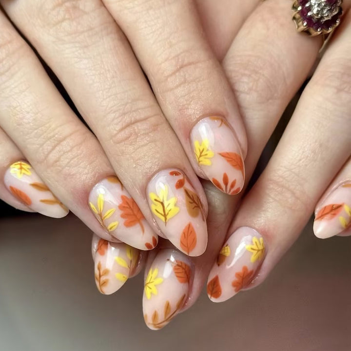 Autumn Leaf-Themed Press-On Nails Stornfield