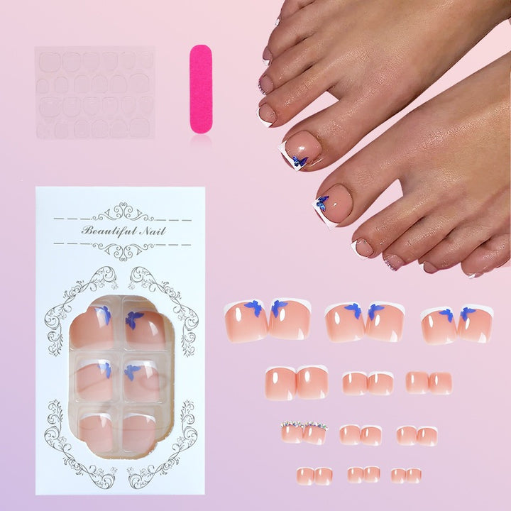 Artificial nail set for feet with elegant floral accents Stornfield