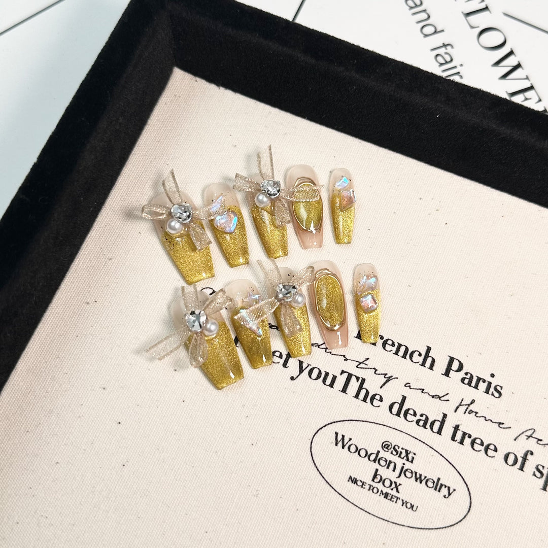 Glamorous Rhinestone and Glitter Press-On Nail Set