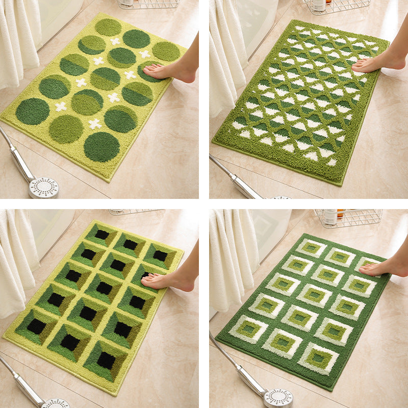 Geometric Patterned Bath Mat for Bathroom